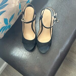 Thalia Sodi Black Peep-Toe Slingback Heels